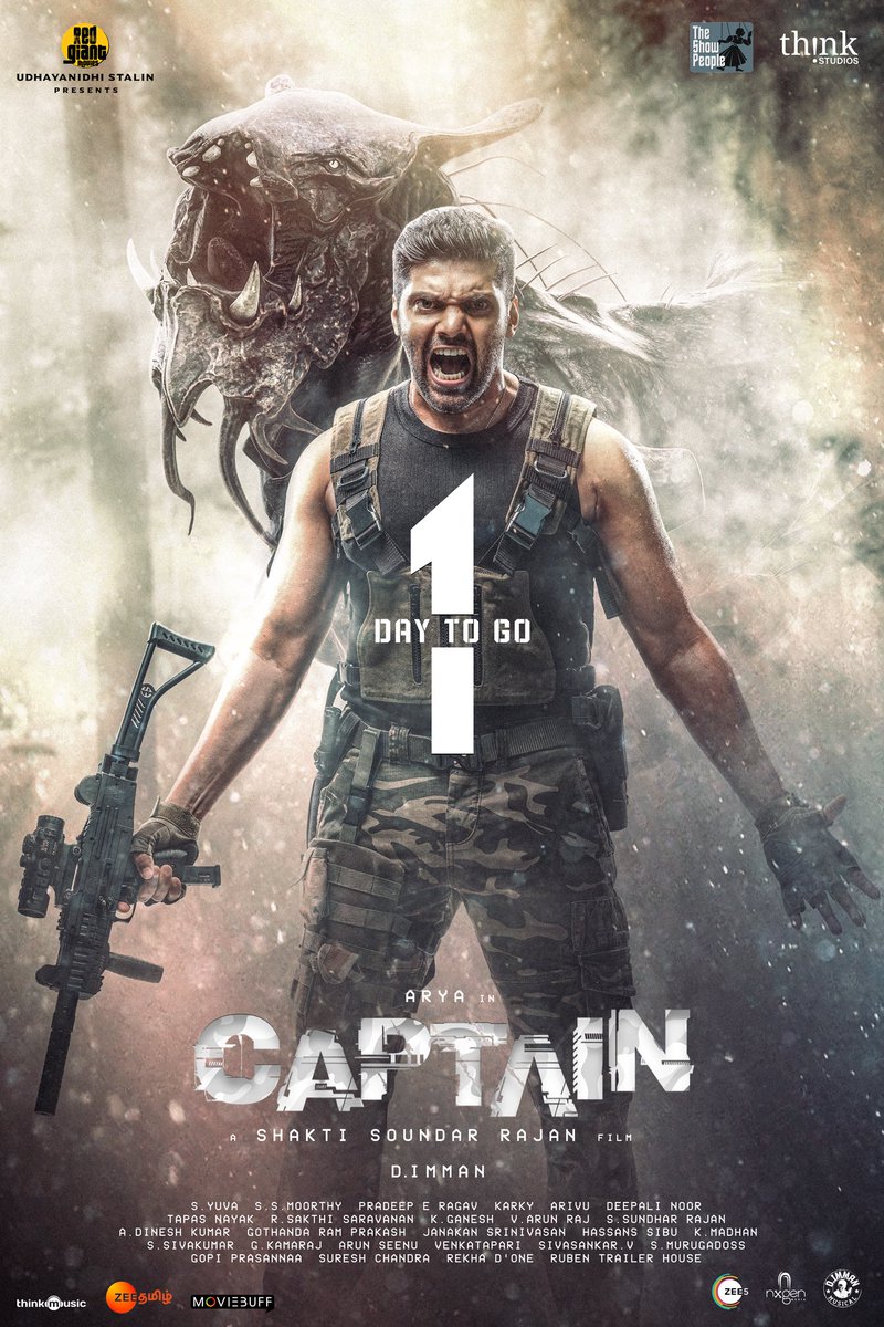 SinDayal's tweet photo. The deciding day is approaching soon. Who will win? Humans or creatures? Come to theatres to know. #CaptainFrom8th 
@arya_offl @ShaktiRajan @SimranbaggaOffc #AishwaryaLekshmi @adithyalive @immancomposer @madhankarky @tkishore555 @thinkmusicindia #TheShowPeople @RedGiantMovies_ https://t.co/2GlfUC8lgq