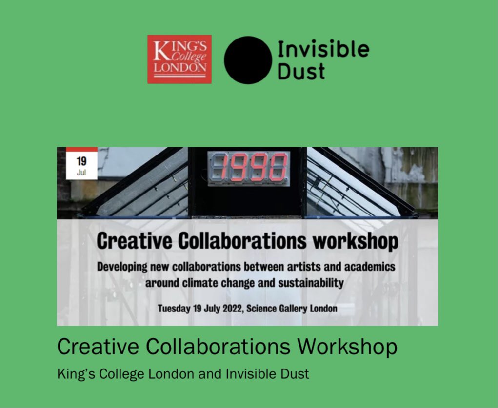 Léonie Hampton (@leoniehampton) on Twitter photo 🌱 On Tue 6 Sept <a href="/SciGalleryLon/">Science Gallery London</a>, we will attend the Creative Collaborations #workshop organised by <a href="/CulturalKings/">King's Culture</a> & <a href="/Invisible_Dust/">Invisible Dust</a> as one of the selected #artists . We will meet and discuss with #academics #artists on #ClimateCrisis #collaborations #sustainability #KingsArtists 🌱 On Tue 6 Sept <a href="/SciGalleryLon/">Science Gallery London</a>, we will attend the Creative Collaborations #workshop organised by <a href="/CulturalKings/">King's Culture</a> & <a href="/Invisible_Dust/">Invisible Dust</a> as one of the selected #artists . We will meet and discuss with #academics #artists on #ClimateCrisis #collaborations #sustainability #KingsArtists