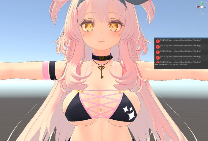 良い感じにむちっとなった
(初めて見るエラーでちゃったけど、次のVertexが見つかりません?」
とりあえずこのまま進めてみよう 