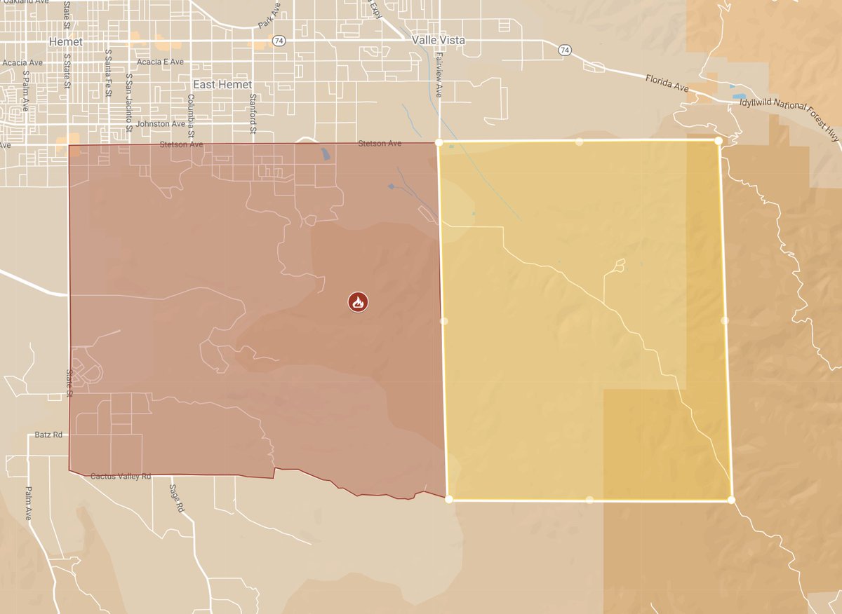 CALFIRERRU's tweet photo. #FairviewFIRE Evacuation WARNING - An evacuation warning has been issued for Bautista Canyon Road, south of Stetson, North of the Two Streams Fork trailhead. https://t.co/Y6s6LS09tR
