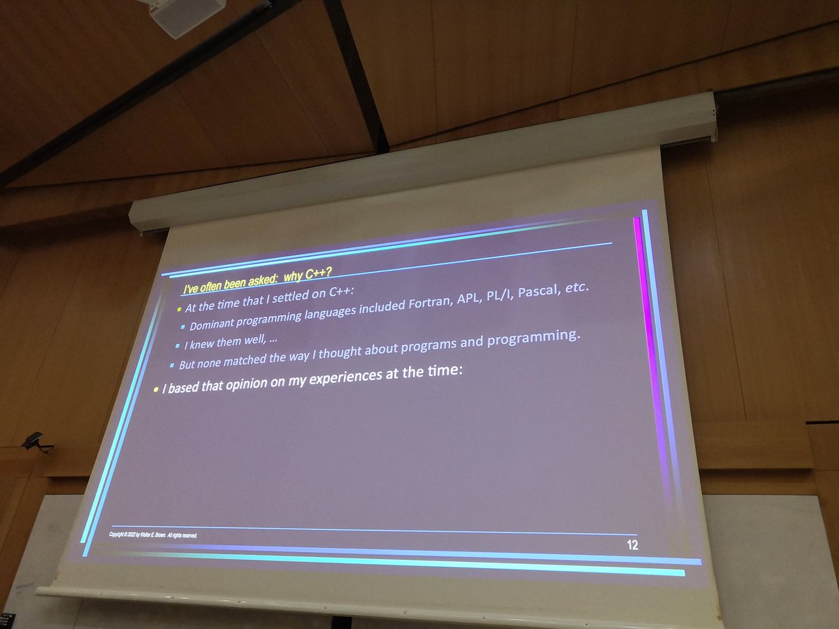 tmr232's tweet photo. @code_report another "mention" of APL in a C++ talk.
Walter E. Brown at #corecpp2022 https://t.co/MbPd9fqEnn