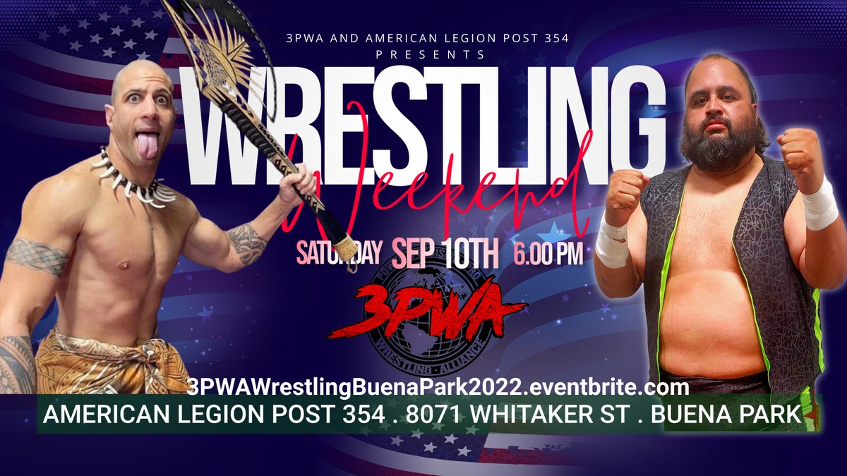 3PWA_NV2SoCal's tweet photo. LITERALLY!! So Many Great Matches on This Card!
https://t.co/l8JvNMHdpb
#3pwa #indywrestling #ImpactWrestling #champion #wrestling #VeteransAffairs #americanmade https://t.co/PshE3FMAaf