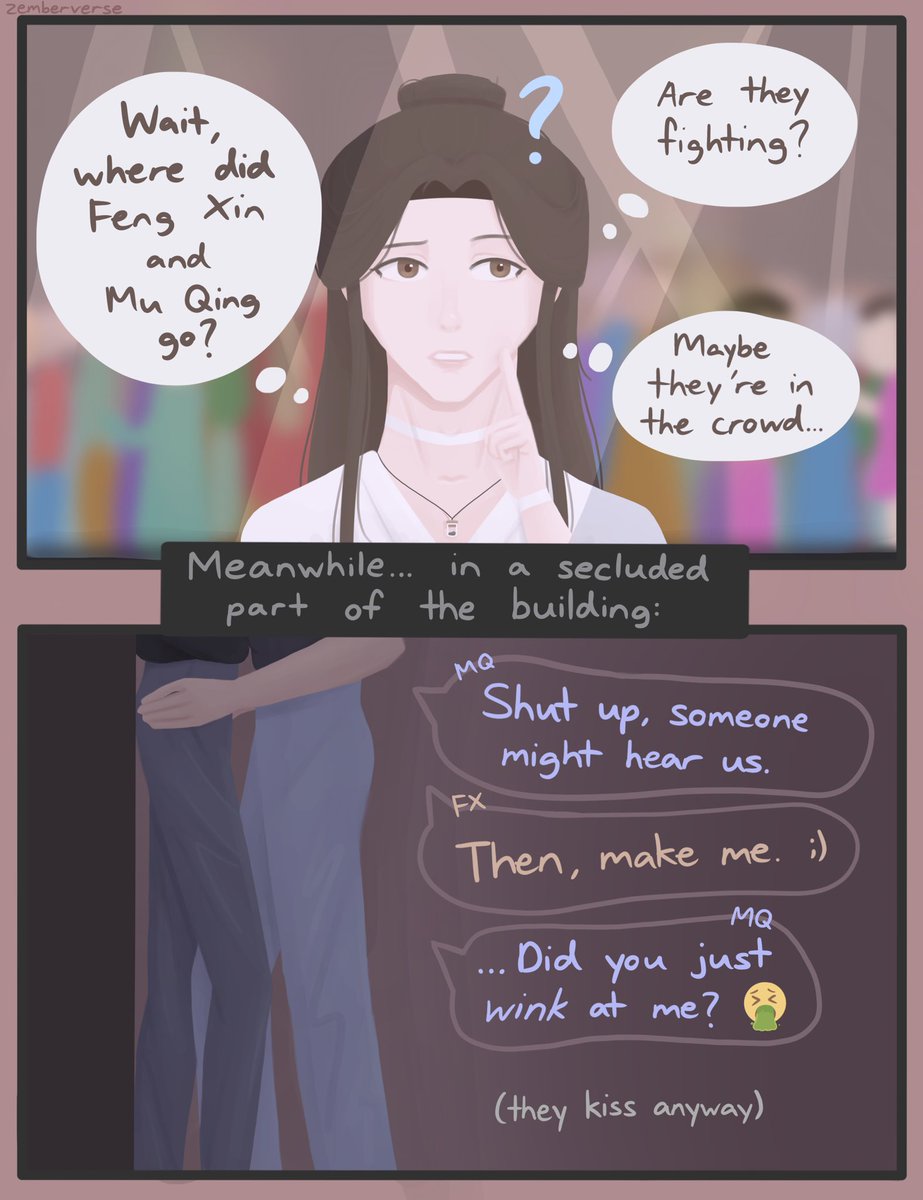 zemberverse's tweet photo. for the last day, day 7: secret relationship #fqweek
xie lian, feng xin, and mu qing have a night out, but xie lian canโt seem to find his friends ๐ค
#tgcf #ๅคฉๅฎ่ต็ฆ #tgcffanart #fengqing #xielian #muqing #fengxin https://t.co/VN55dy6j6I
