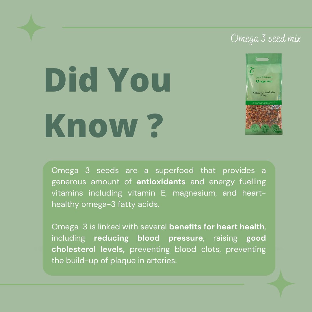 JustNaturalUK's tweet photo. Just Natural Omega 3 Seed Mix can be used in any way you like! Bake with them, top salads, yoghurts or porridge, sprinkle them over anything you fancy!

Omega 3 Seed Mix is available from the Just Natural store or from your local independent retailer! https://t.co/Rssf0kKEOd