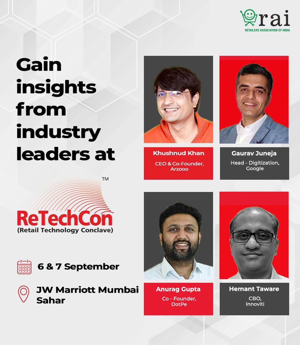 Khushnudk's tweet photo. Look forward to this Retail Technology Conclave, #ReTechCon @rai_india https://t.co/5XneMCwEil