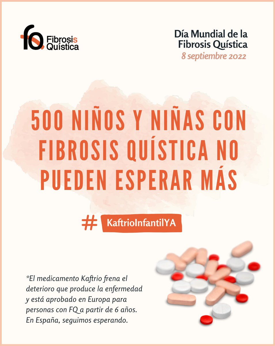 FEFQ_CFspain's tweet image. Con motivo del #DíaMundialdelaFibrosisQuística este jueves 8 de septiembre, instamos a @VertexPharma y @sanidadgob a llegar a un acuerdo de financiación urgente para incluir la indicación pediátrica de Kaftrio en el SNS. #KaftrioInfantilYA

🔗Comunicado: fibrosisquistica.org/la-fundacion-e…