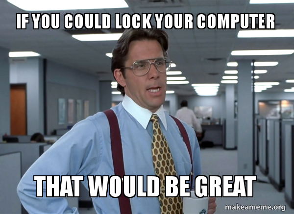 thelockjar's tweet photo. If you could lock your computer, that would be great! 

We can't agree more... don't be a fool and lock your computer. 🏴‍☠️🦜🔒

#lockyourcomputer #lock #thelockjar https://t.co/qzxJA1TwOt