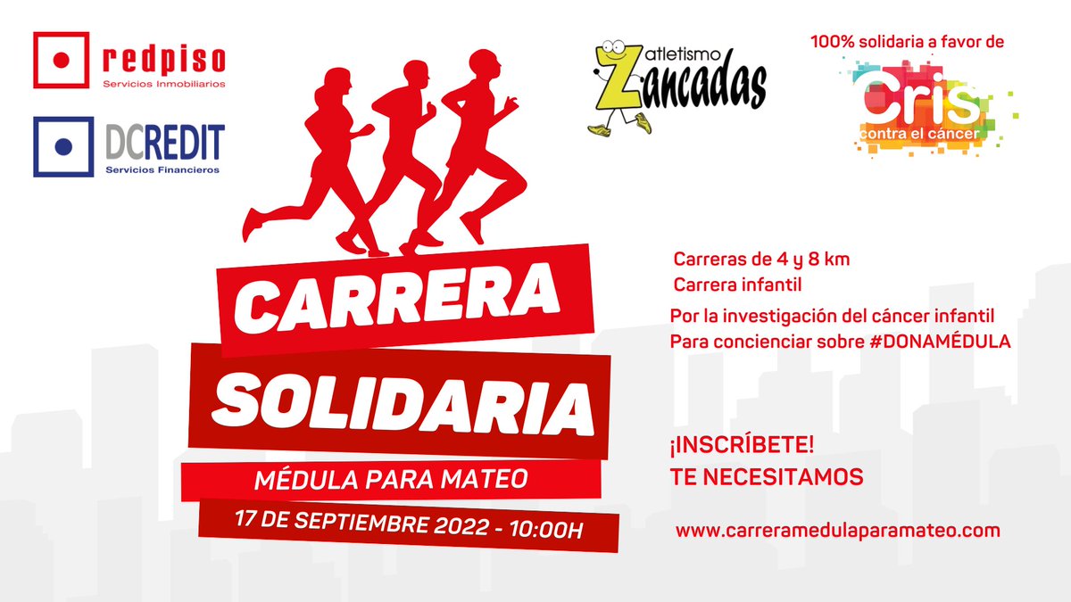 Red_Piso's tweet photo. Carrera Solidaria Médula para Mateo 🏃🏻🏃🏻‍♀️
¿Dónde? Rivas Vaciamadrid 📍
¿Cuándo? 17 de Septiembre 2022 📆
¿Hora? 10h00 ⏰

Toda la info aquí
⬇️⬇️
https://t.co/rX1jDfBuIg https://t.co/te3zOjgWJ8