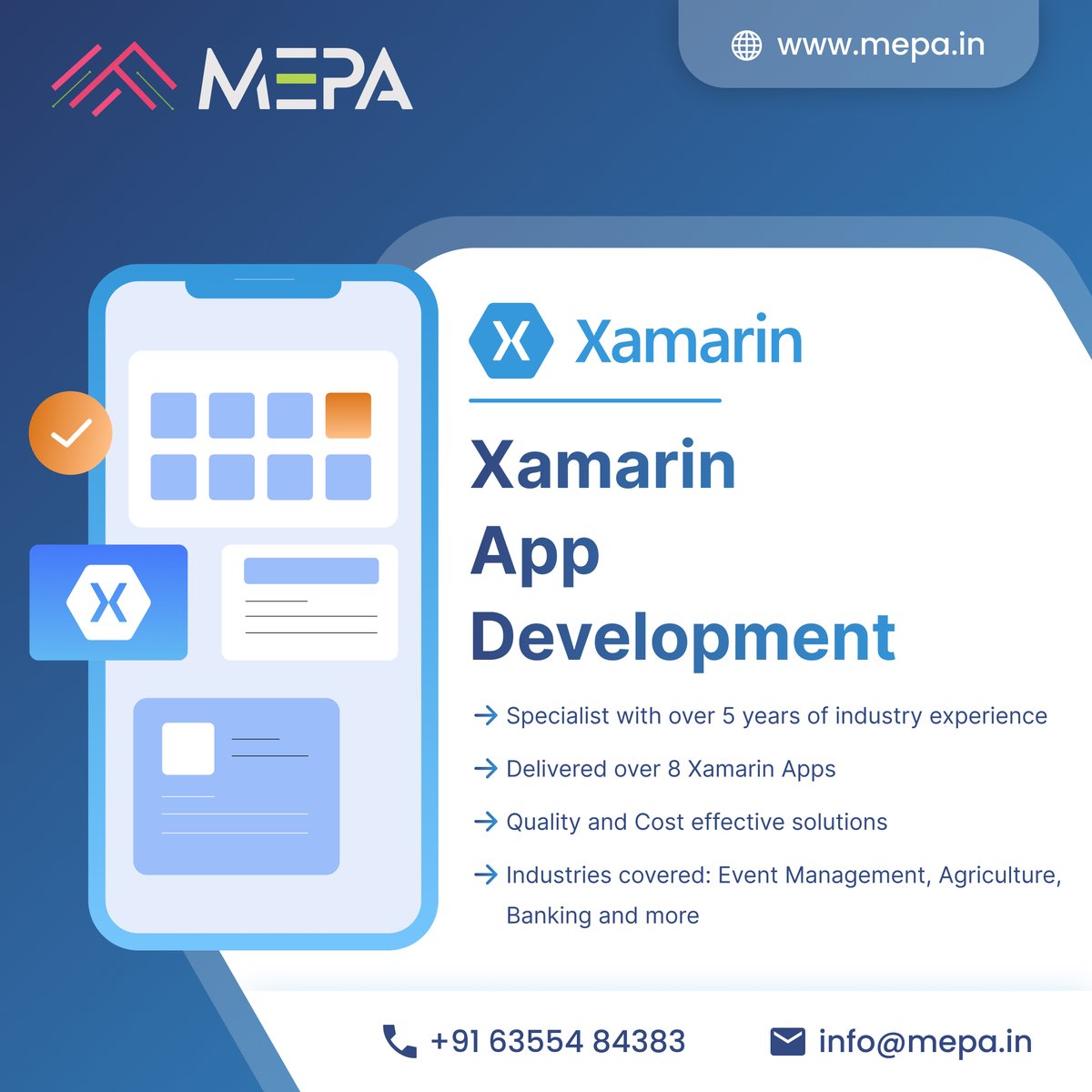 PAA001's tweet image. R u looking for solutions with Xamarin?
R u looking for a reliable, robust, quality driven and affordable - Cross Platform App Development solution?
Contact us for Xamarin App Development
Email us at: info@mepa.in
#xamarin #xamarinappdevelopment #mobileappdevelopment
