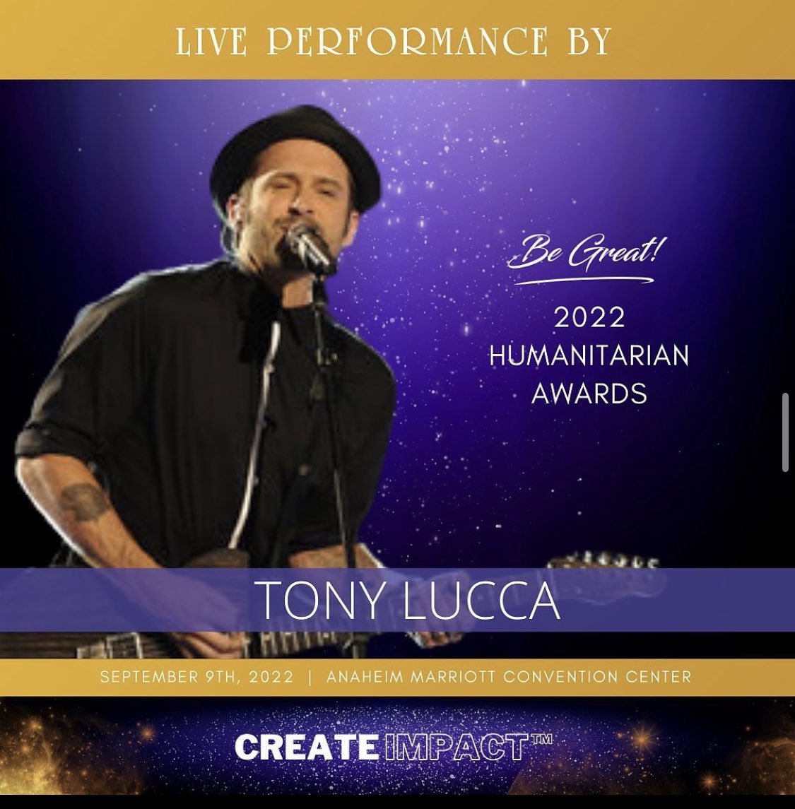 begreatnetwork's tweet photo. Tony Lucca is performing live at our 2022 BeGreat! Humanitarian Awards on Sept. 9!🤩💜 For info about Tony: https://t.co/pUmZUPkcdb For tickets and event info: https://t.co/ECQTfOVILp #BEGREAT #createimpact #awards2022 #ArtistOnTwitter https://t.co/03PKz7TpMK