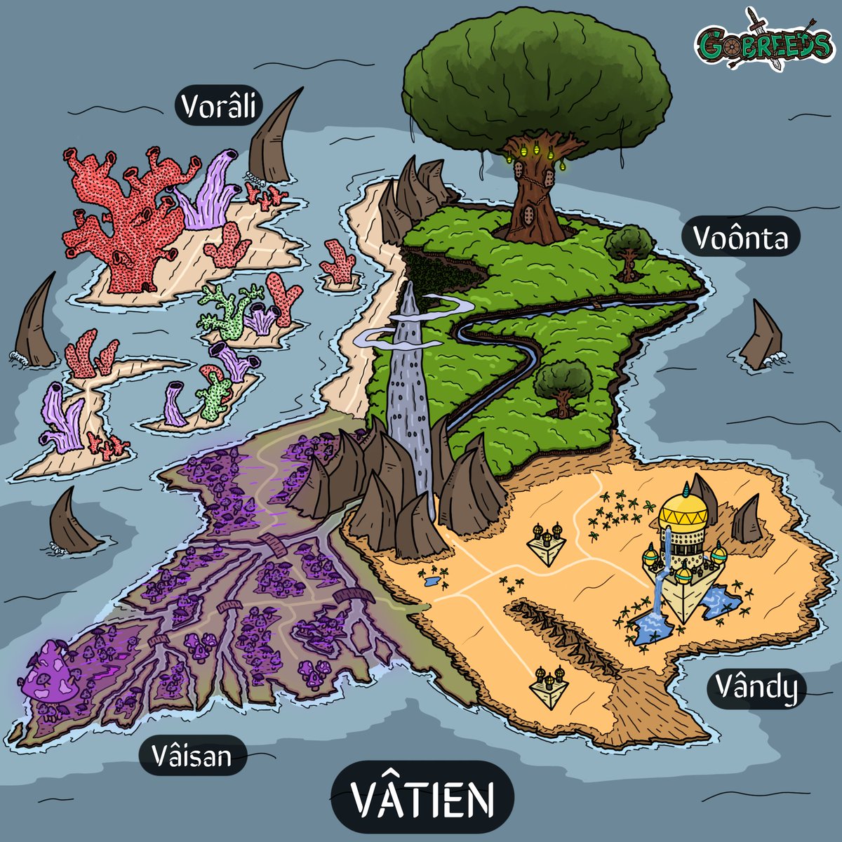 GoBreeds's tweet photo. How are you gobs? Gobreeds Set 2 will start very soon, but first of all.... We introduce you the new continent of Gobreeds, Vâtien! 🔥🔥

#Gobreeds #GobreedsNFT #CNFT #NFT #Cardano #NFTCommunity #nftcollectors #CardanoNFT #ADA #CardanoCommunity https://t.co/XXVUMCcP74