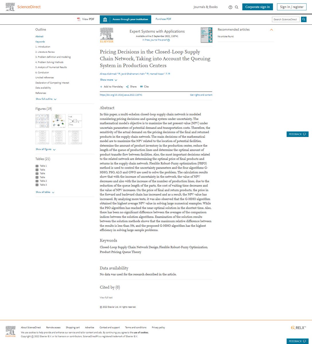 nozari_hamed's tweet photo. My new paper entitled "Pricing Decisions in the Closed-Loop Supply Chain Network, Taking into Account the Queuing System in Production Centers" was published in the journal "Expert Systems with Applications" at the following address.
https://t.co/cJ4nymdrXR
#Hamed_Nozari https://t.co/aVQMVemNpn