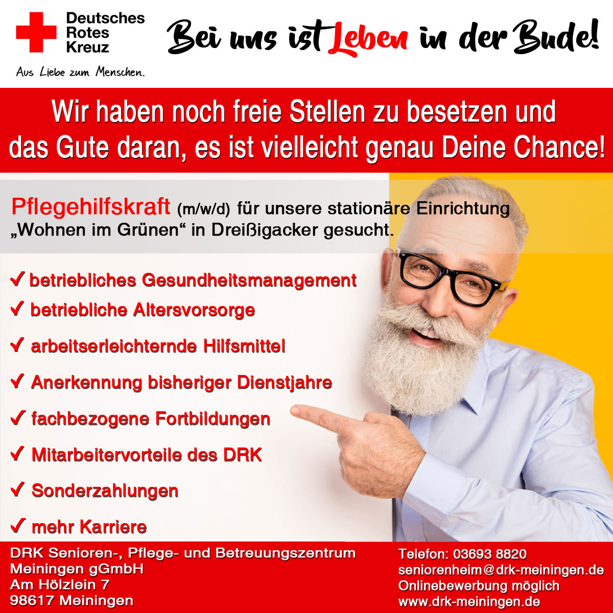 Wir suchen Verstärkung. Vielleicht genau das Richtige für DICH!  Zur kompletten Stellenausschreibung: 
--> bit.ly/3Rrvz4w

#drkmeiningen #jobbörse #stellenangebote #meiningen