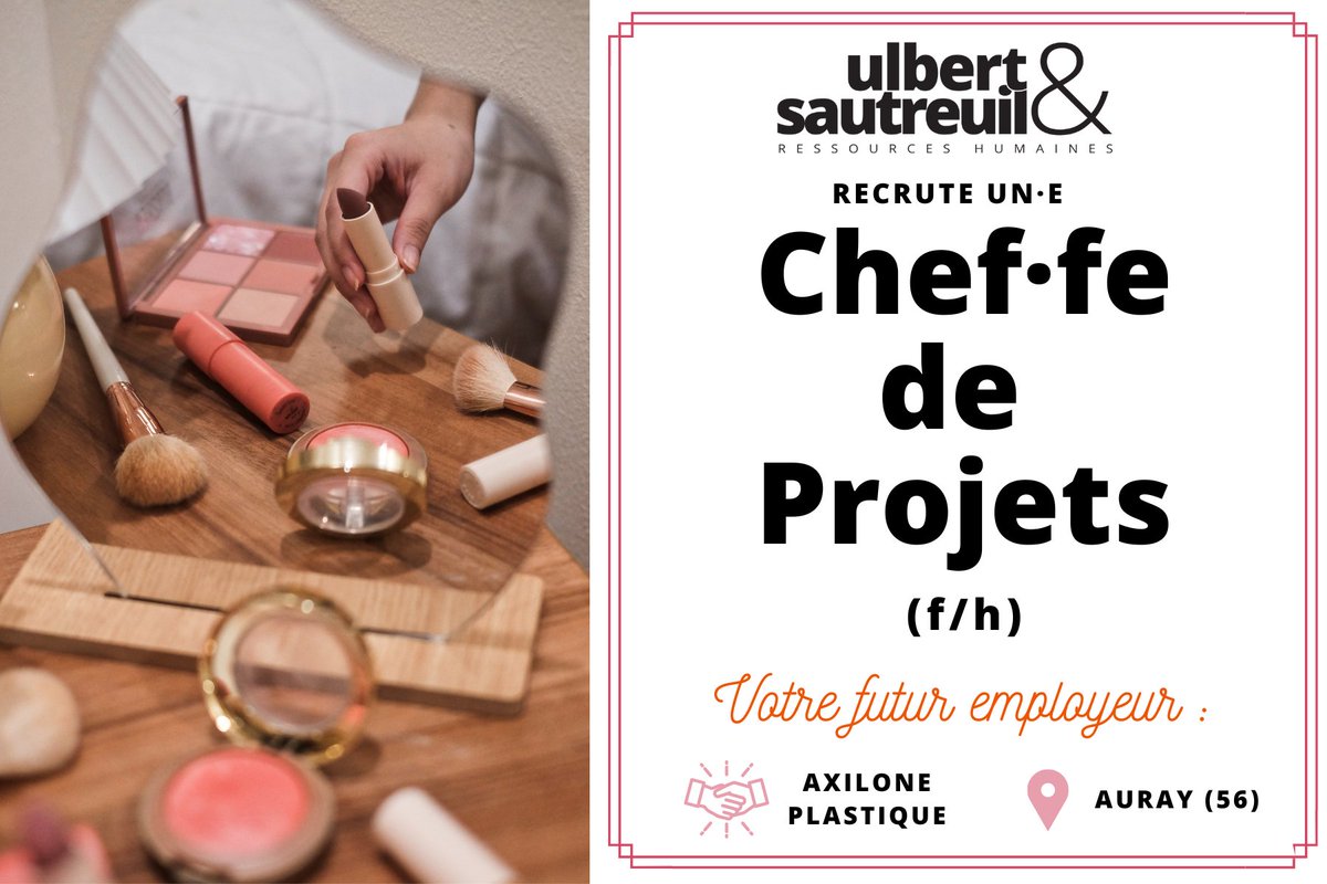 UlbertSautreuil's tweet photo. [#Recrutement] 🔔 Notre client, AXILONE PLASTIQUE, recherche un 𝐂𝐡𝐞𝐟 𝐝𝐞 𝐏𝐫𝐨𝐣𝐞𝐭𝐬 (𝐟/𝐡) !à Auray (56)

💄 https://t.co/yLyBt9XZkS

#chefdeprojet #packaging #luxe #bouchage #emballage #emploi #offresdemploi #iciçarecrute #alertjob #cdi #morbihan #hiring #bretagne https://t.co/LwNI3iOxuc