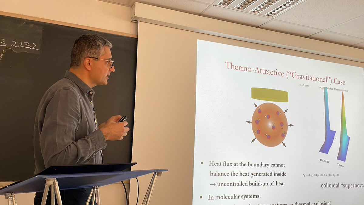 Today our SOcraSCALES workshop at <a href="/MIAPbP/">MIAPbP</a> continues at the nanometer to micrometer scale. <a href="/RGolestanian/">Ramin Golestanian</a> giving a talk about swimmers and systems with non-reciprocal interactions. Colloidal stars and supernovas.