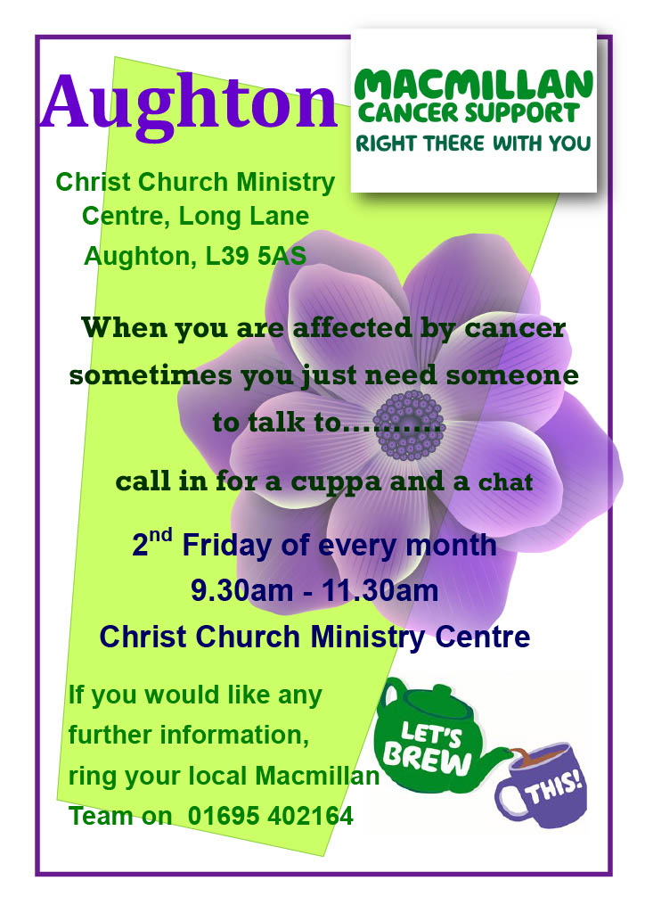 Good Morning, please find the Macmillan Monthly Newsletter for information on support and activities in your local area 1/3