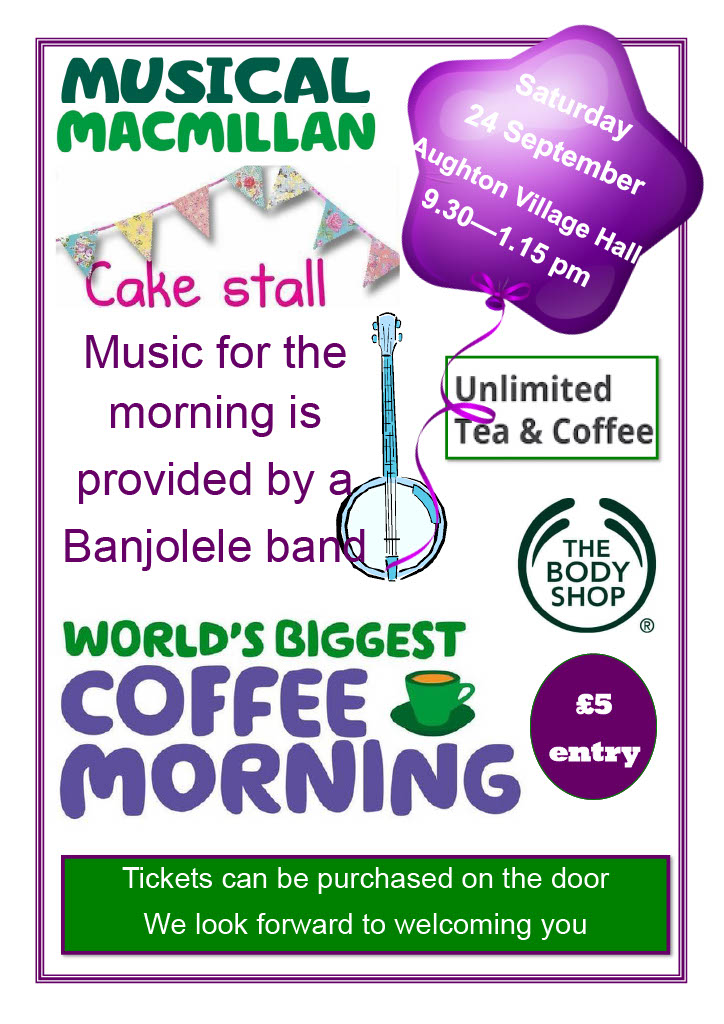 Good Morning, please find the Macmillan Monthly Newsletter for information on support and activities in your local area 2/3