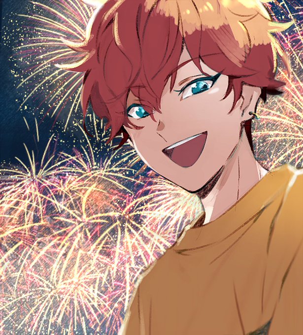 「aerial fireworks male focus」 illustration images(Latest)