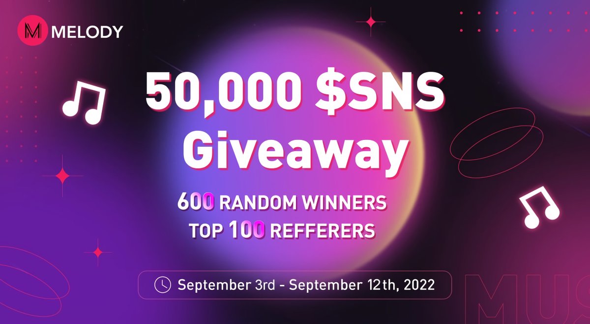 🎉MELODY 50,000 $SNS GIVEAWAY🎉

Meta Lion Ventures &amp; @Melody_SGS are excited to organize a Giveaway Event with huge rewards for Melody Vietnam's community.

👉Go to the Airdrop Page:
gleam.io/9u4Wz/melody-5…

🎁Complete all the tasks &amp; win valuable rewards!

#MetaLion #Airdrop