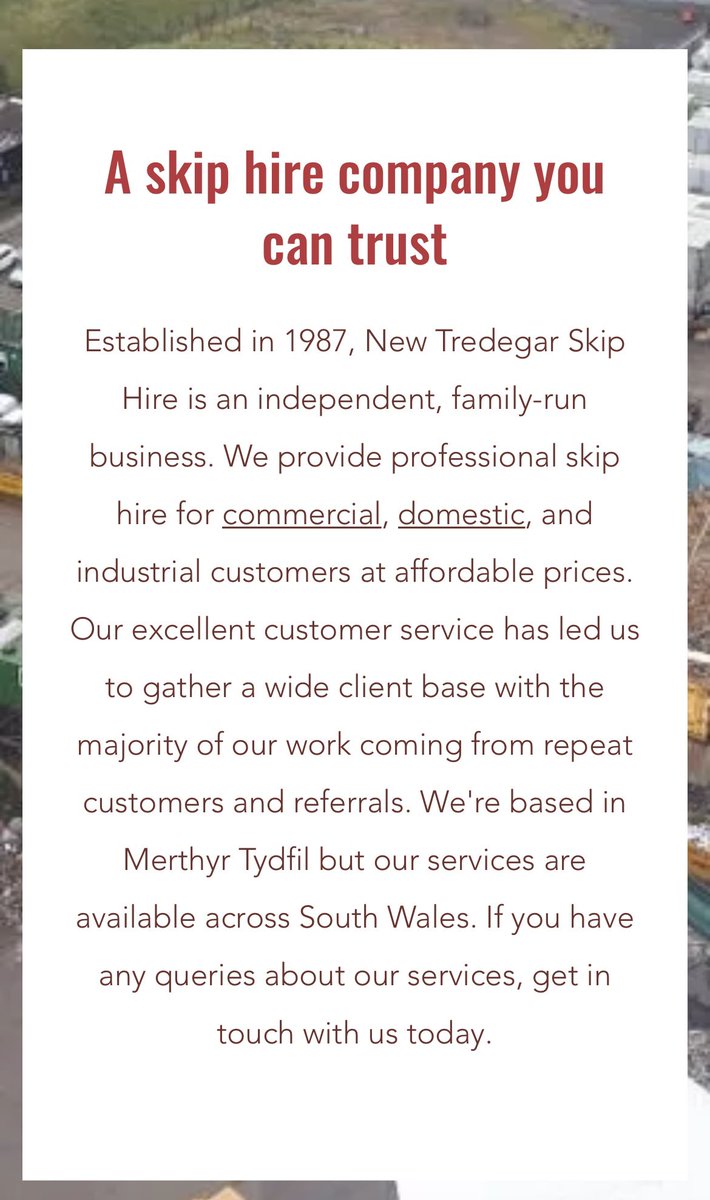 AberbargoedTown's tweet photo. ♻️ New Tredegar Skips 

Website - https://t.co/Znag6zkDfF

Phone - 01685 370188

Get in touch for any skip requirements you may have , no matter how big or small. From a domestic project to a commercial site, they can tailor the service to meet your needs. https://t.co/bAixF2BOjM