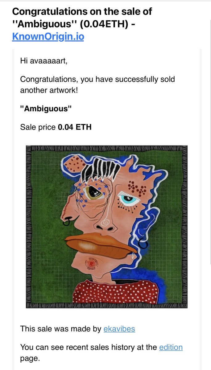 avaaaaart's tweet photo. woww🙌🏻🥳🥳🥳

First edition of “Ambiguous” has collected by dear: @ekavibes 💚💚💚
on: @KnownOrigin_io 

4 edition are still available just for 
0.04 $ETH 

Who will be the next COLLECTOR!!!?👀🔥🔥🚀⬇️⬇️⬇️⬇️
https://t.co/Vg517Ydcyt https://t.co/hppnnZa8NK