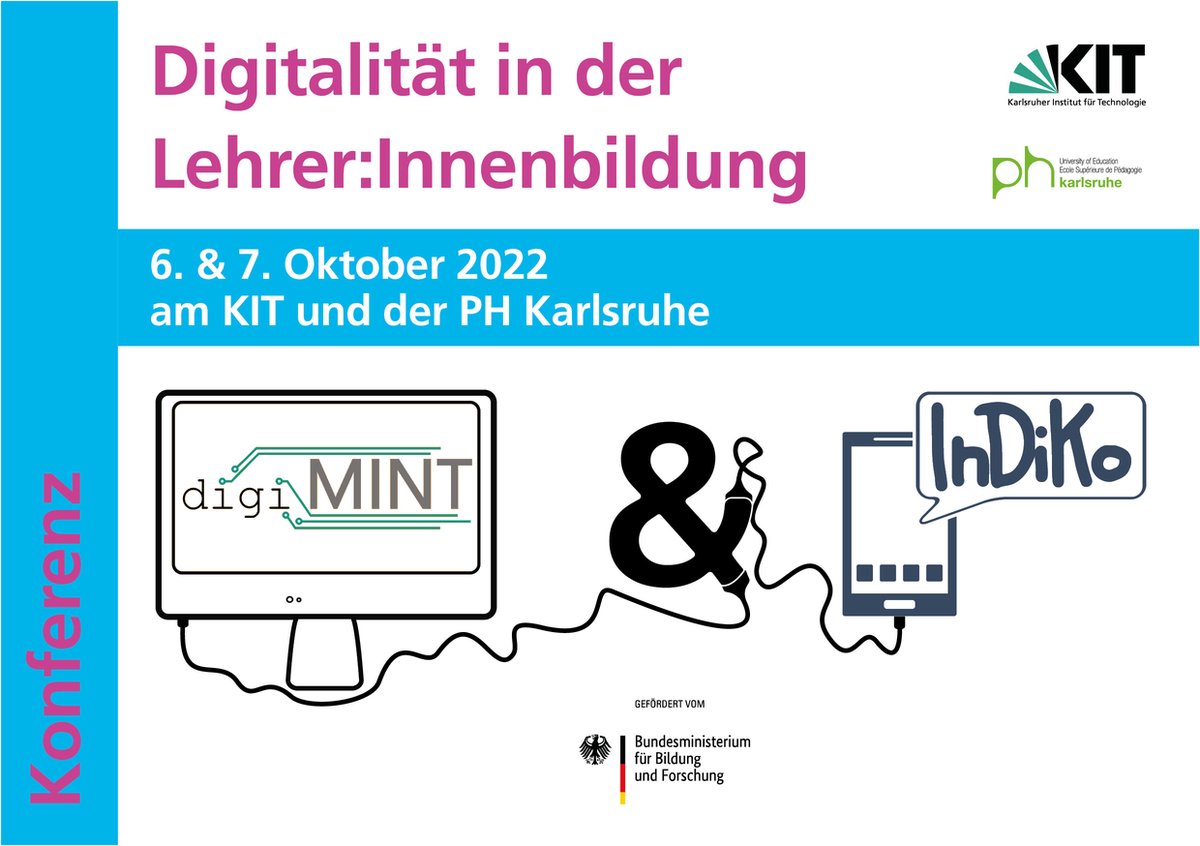 KA_digital's tweet photo. In einem Monat findet die gemeinsame Konferenz der Projekte #digiMINT und #InDiKo des @KITKarlsruhe und der #PHKarlsruhe statt. Thema ist die Förderung digitaler Kompetenzen zukünftiger Lehrkräfte.
https://t.co/b6mftYsQAx
#KarlsruheDigital https://t.co/LC9l0tFakp