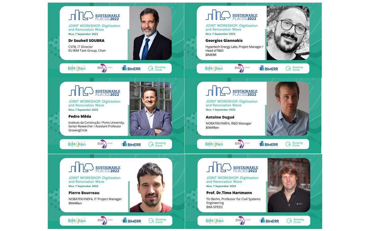 📢 Save the date Sustainable Places 2022 "Digitisation of the Building Sector, a Key Enabler for the Renovation Wave”.

🗓️Hybrid workshop Sept 7th, 2022 | 10:15h

➡️Check out the full agenda: lnkd.in/dnMHx7Pk

➡️Register here: lnkd.in/enNrEb_Q