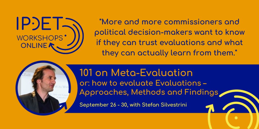 IPDET_community's tweet photo. Do evaluations always provide the ‘right’ information?
Learn about it in the IPDET Online workshop on #metaevaluation!
All details: https://t.co/qYxI75DYU2
APPLY in 2 Steps:
1. Create an account https://t.co/KdG2JdrGIy
2. Under “My IPDET” follow “APPLY FOR THE PROGRAM” https://t.co/WexKKioWqn