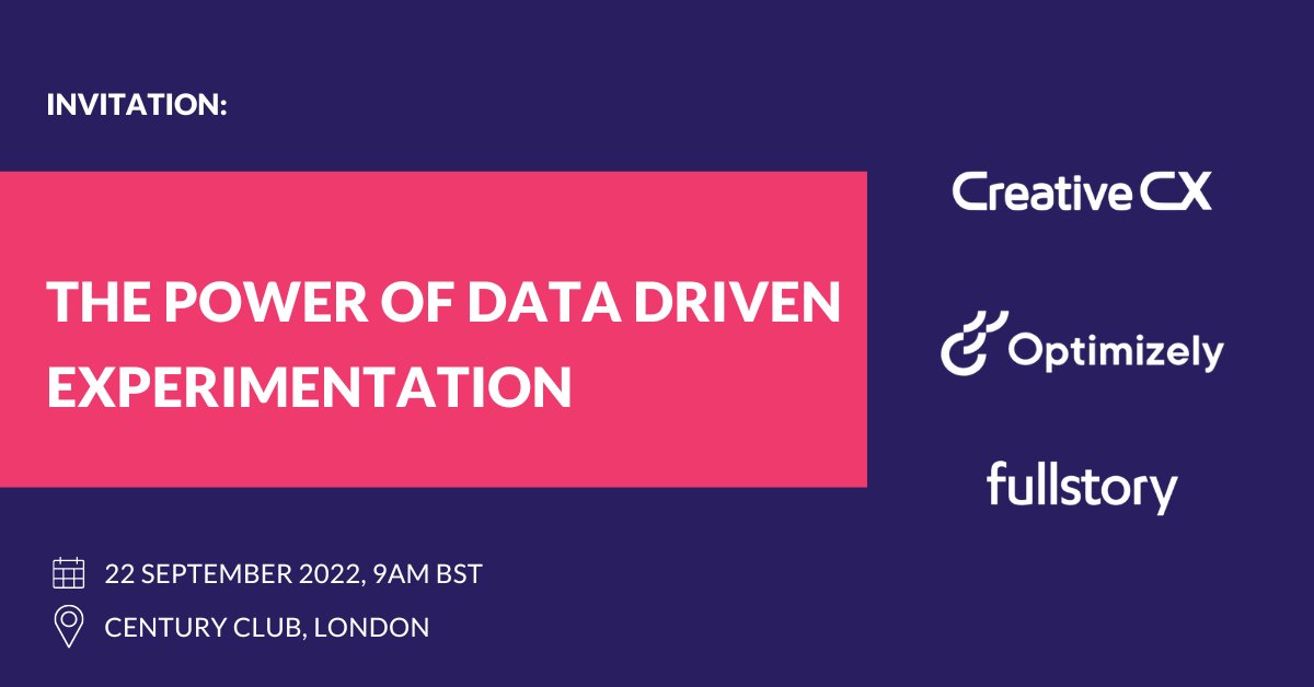 On 22nd Sept, we look forward to sharing new ideas and practical advice to help you pinpoint problem areas within your customer journey, and leverage powerful behavioural analytics to identify opportunities for experimentation and growth.

Register here:
creative-cx.com/event-invitati…