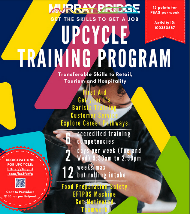 EmployOptions's tweet image. ANNOUNCING Upcycle as a free program at Murray Bridge for those looking for employment - providing skill development in a fun, friendly and accessible way. 2 days per week for 12 weeks. More info and registrations at tinyurl.com/kc3fxrfp   *Conditions apply