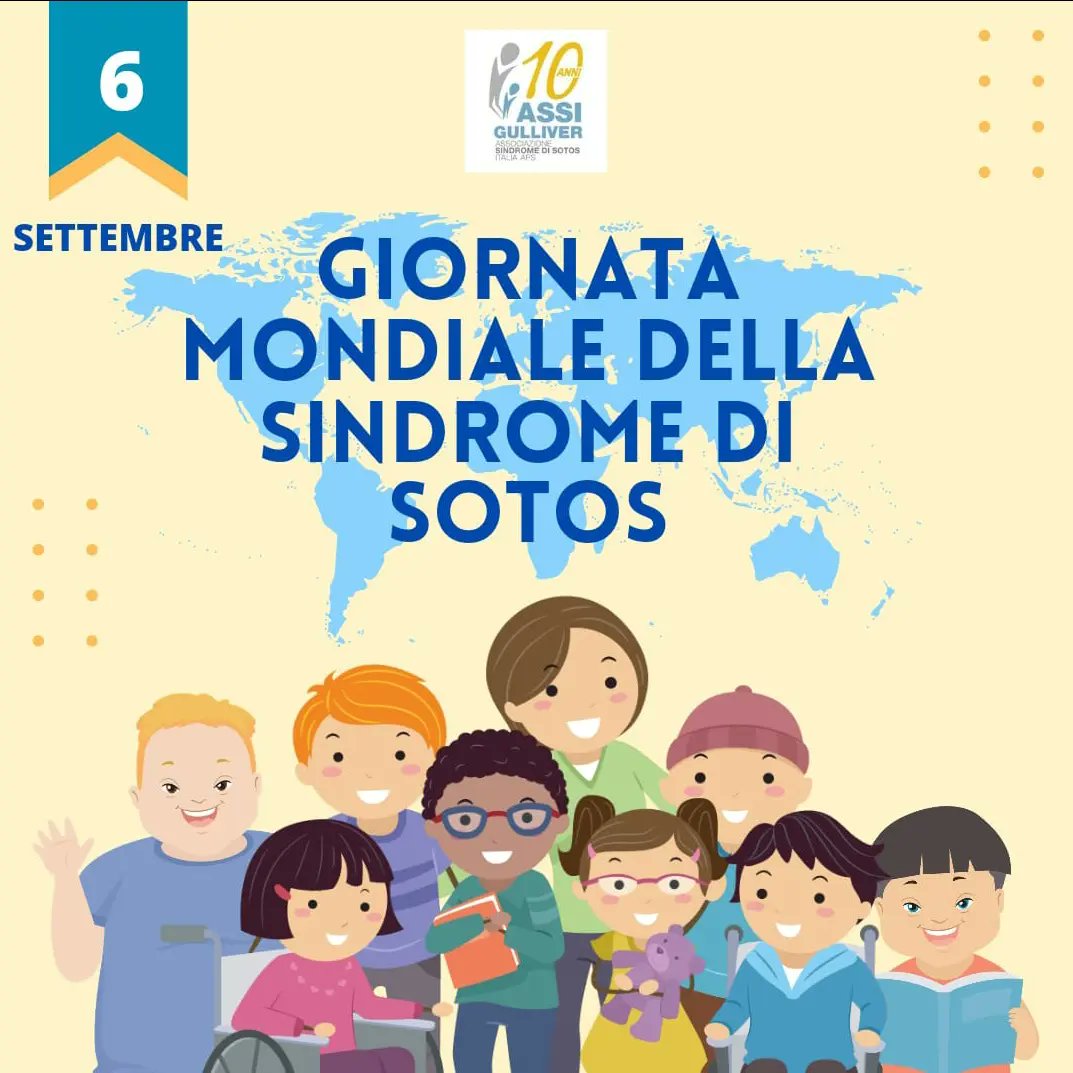 assigulliver's tweet photo. 🌍Oggi è la giornata internazionale della Sindrome di Sotos e noi vogliamo celebrare i progressi della ricerca scientifica mondiale. Ogni singolo 👣passo da gigante 👣nel mondo è un traguardo per l'umanità intera.
#giornatamondialesindromedisotos 
#sindromedisotos #sotosday https://t.co/INy9vna8J0