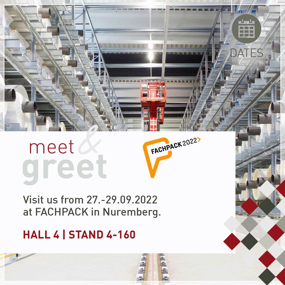 WestfaliaEU's tweet photo. Compact #storage and #conveyor technologies, versatile: Does it suit your business? Then we should talk at #FACHPACK from September 27th to 29th, #Nuremberg trade fair: Booth 4-160. We are curious to see which challenges move you. #Packaging #FACHPACK2022 #LogisticsMadeInGER https://t.co/0mGIok5Huu