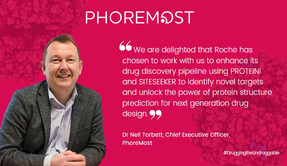 We're pleased to announce that PhoreMost has entered into a multi-project #targetdiscovery #collaboration with <a href="/Roche/">Roche</a>.
 
Our SITESEEKER platform will be deployed to identify novel targets for Roche’s discovery programmes.
 
Read the announcement here: rb.gy/csxcsb