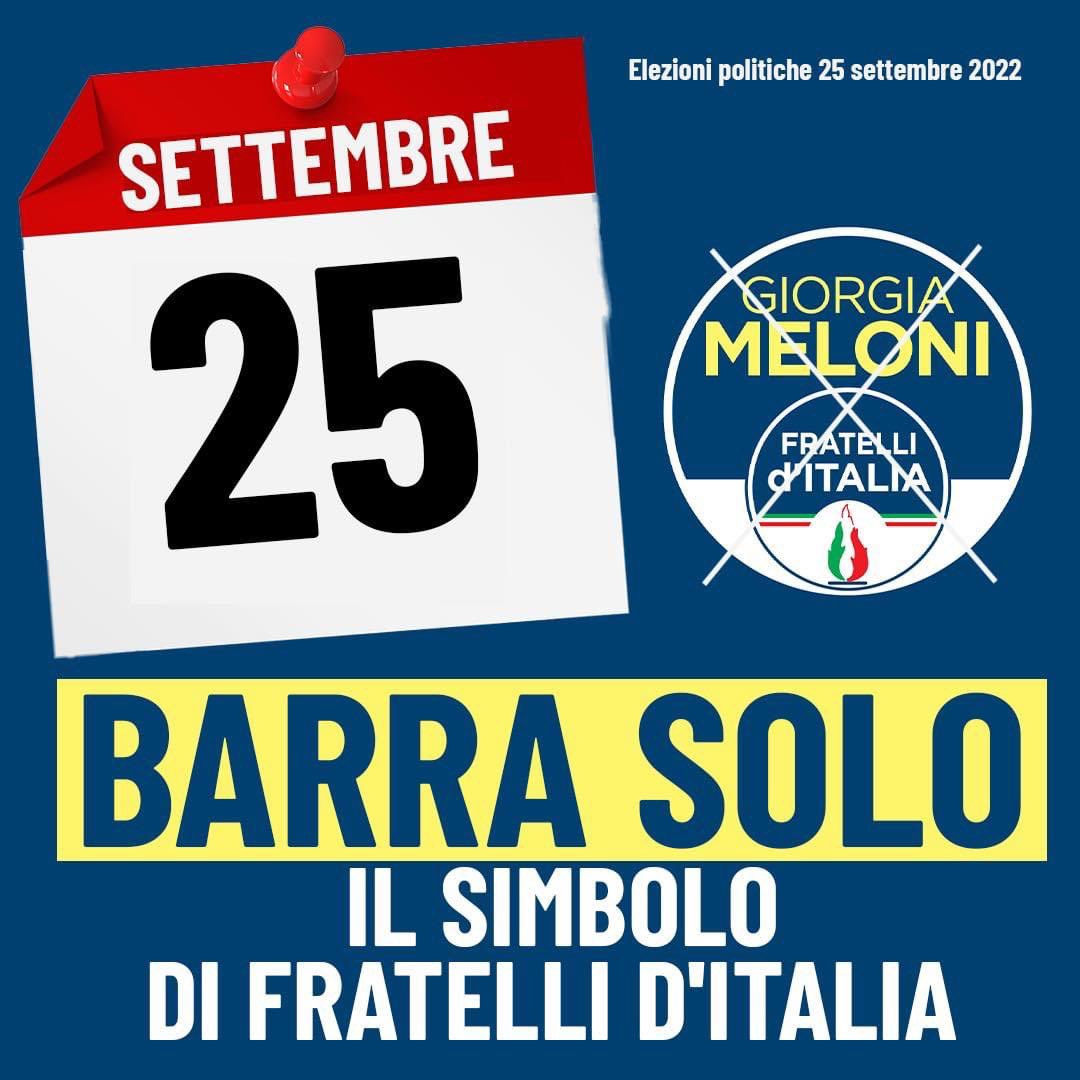 🔵 #ElezioniPolitiche2022 
Il 25 settembre scegli Fratelli d’Italia.
#VotaFDI #Meloni