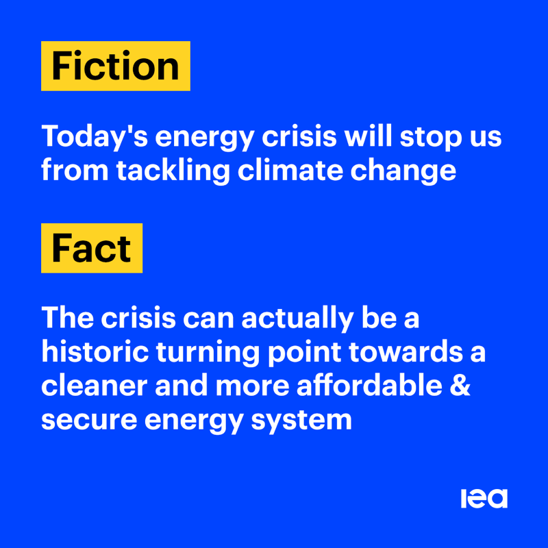 IEA's tweet photo. The global energy crisis is hurting households, businesses &amp; economies worldwide, and it’s important to separate fact from fiction.

In a new op-ed for @FT, IEA Executive Director @fbirol debunks 3 myths about the current crisis ⬇️