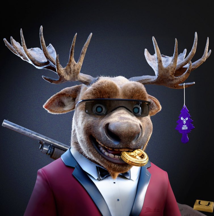 Dannytheka's tweet photo. Meet Mr.Gatsby,
That’s my favorite moose from the legendary collection @xmoosenft 
I invite you all to check out for giveaways, competitions on our family’s discord channel:
https://t.co/LMl4y9VZew
#xmoosenft https://t.co/HJ7bsWIwWE
