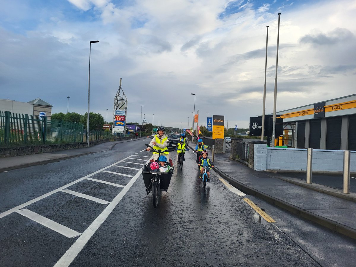 Zooming through the trees on the way to school in town