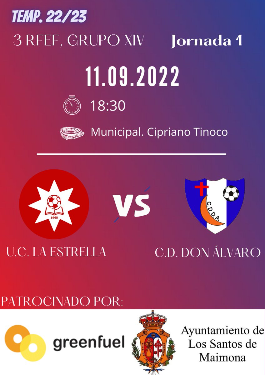 UCLaEstrella's tweet photo. 🔊Tras 6 largos años de espera, el DÍA y la HORA han llegado.

📅DOMINGO 11/09/22 18:30 HORAS

🌟Qué mejor forma de iniciar este sueño que brindándole una victoria a nuestra patrona en sus fiestas

🙌Caímos para levantarnos más fuertes. El éxito llama a la puerta de los atrevidos https://t.co/E0nbEByS7m