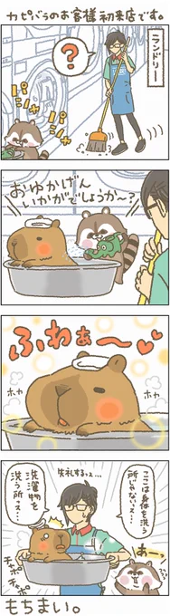 なんだかバイト上がりに銭湯行きたくなってきたッス。。。
#もちもち #お客様困ります #コンビニ #アルバイト #コインランドリー #カピバラ #アライグマ 
