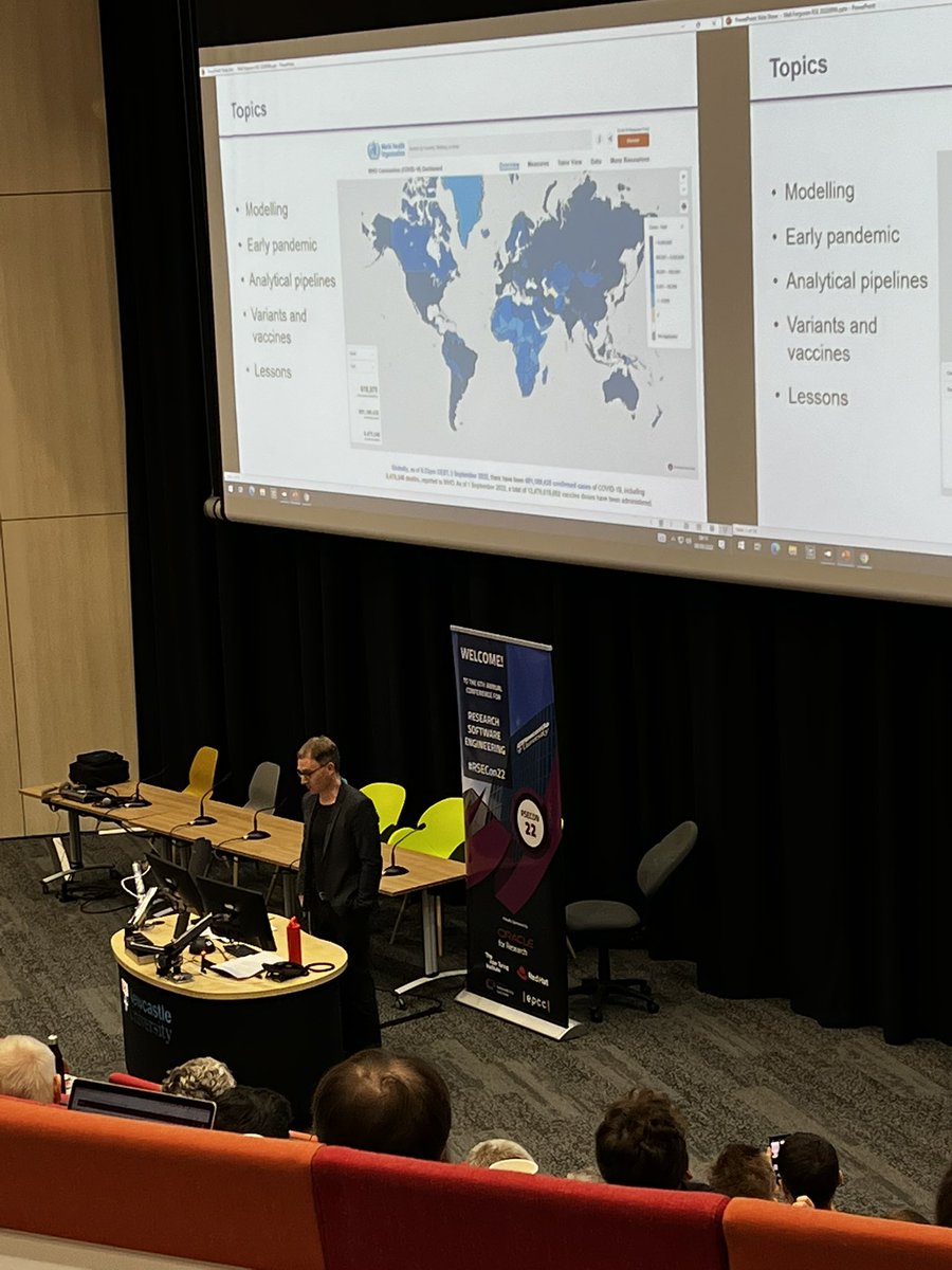 turinghut23's tweet image. #RSECon22 has started! First a keynote from @neil_ferguson on epidemiological modeling during the pandemic and how #ResearchSoftwareEngineering helped.