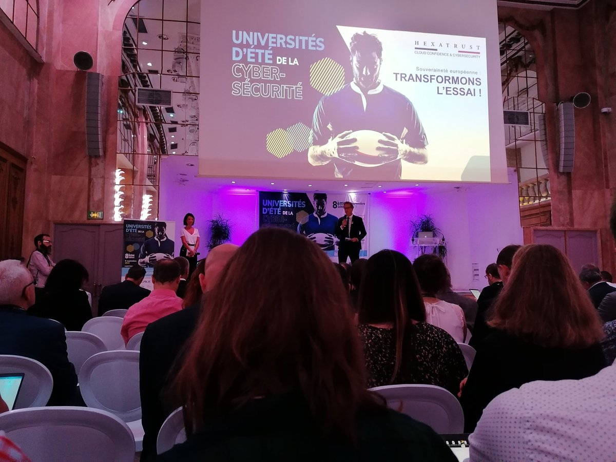 AlgoSecure's tweet photo. Les universités d'été de la #cybersécurité organisées par @Hexatrust, c'est parti ! @JNdeGALZAIN ouvre le bal avec Guillaume Poupard et @MVDBCampusCyber. Ravis d'être présents !
#cyber #hexatrust #anssi #campuscyber #algosecure https://t.co/7IfOl43AUf