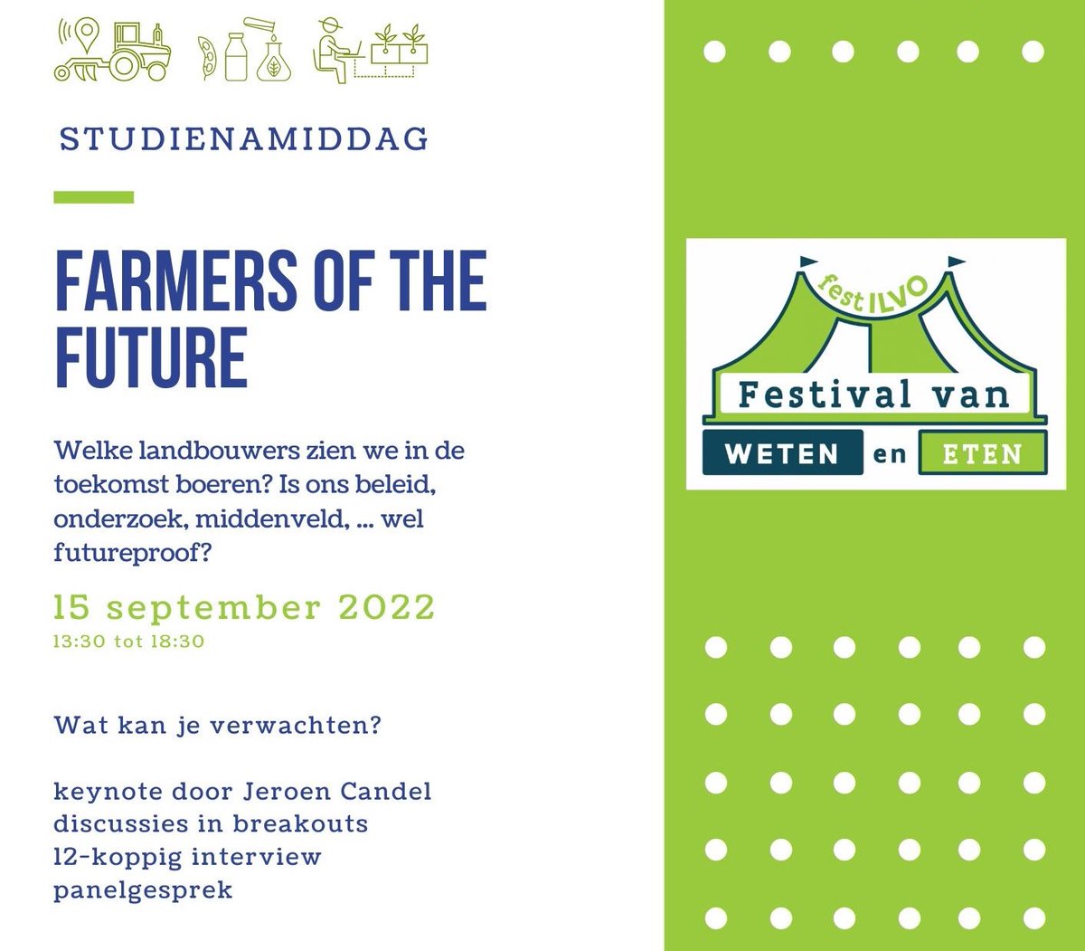 Al ooit nagedacht wie de #landbouwers van de #toekomst zijn? Of benieuwd naar de veranderingen in het landbouwberoep? Op 15 september brengen we de diversiteit in de landbouw in beeld met een studiedag over de 'Farmers of the future'. 

Inschrijven: festilvo.be/nl/schema/farm…