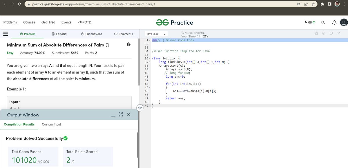 Sidheswar2001's tweet photo. Hey Folks!
Day 20/30 of #30Daysofcode 
I solved the POTD: Minimum sum of Absolute difference of pairs.
@scaler_official 
#codewithscaler #scalerlearning 
#scalerdiscord #scaler 
My partner for this Challenge is
@Kaushik080101 . https://t.co/Pth5SJHbx4