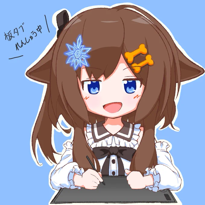 最近買った板タブで板タブでお絵かきの練習をする自分をお絵かきの練習で描いたヨ! 