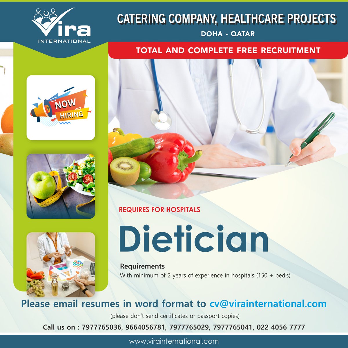 Vira_India's tweet photo. #Jobs #Recruitment #Jobsearch #Jobopportunity #Jobhunters #Jobvacancy #Openings #DieticianJob #DohaJob #qatarjobs https://t.co/VztyVD1UnA