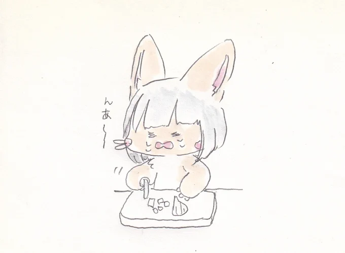 玉ねぎを切るナナチちゃん。#イラスト #メイドインアビス 