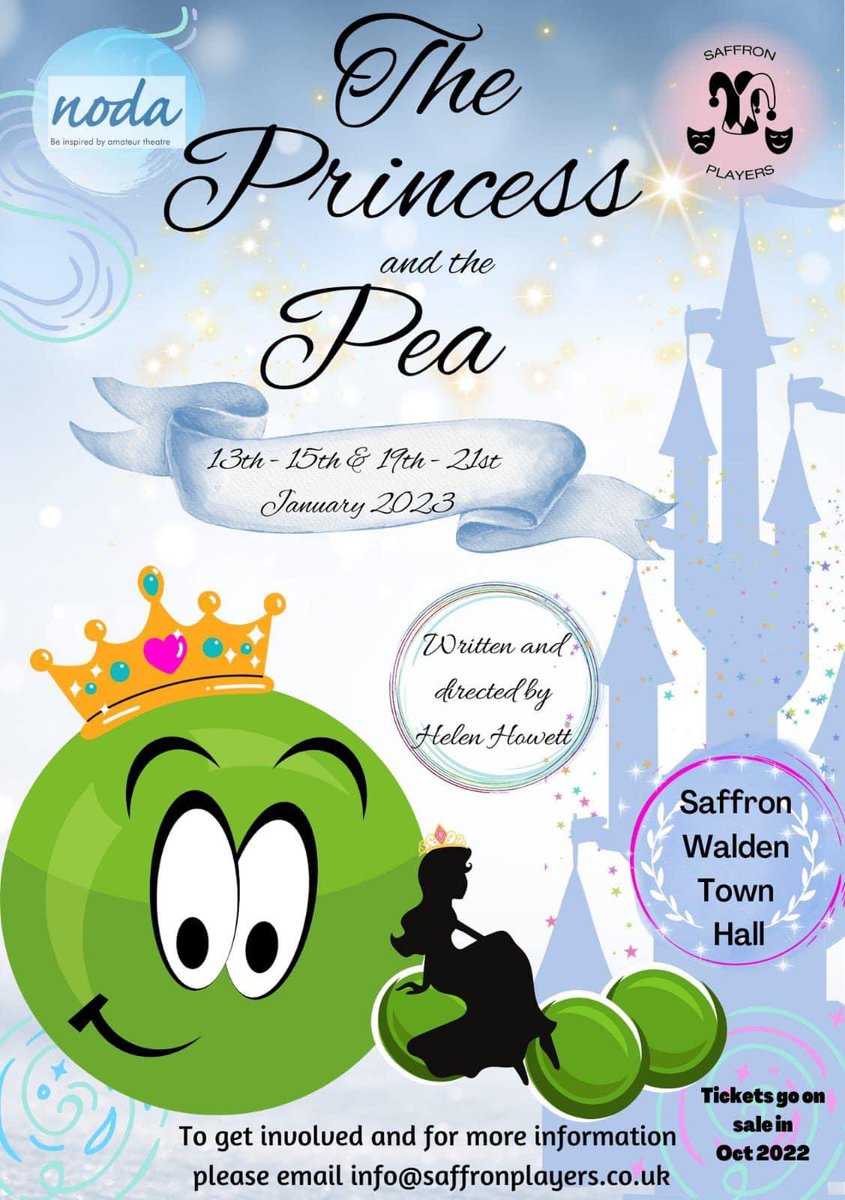 Our first read through of our January 2023 pantomime The Princess and the Pea is at 7pm tonight at the Saffron Walden Town Hall. If you wish to register to audition for our adult cast on Sunday please email info@saffronplayers.co.uk. #PATP23 #saffronwalden #pantomime <a href="/swtic/">Saffron Walden TIC</a>