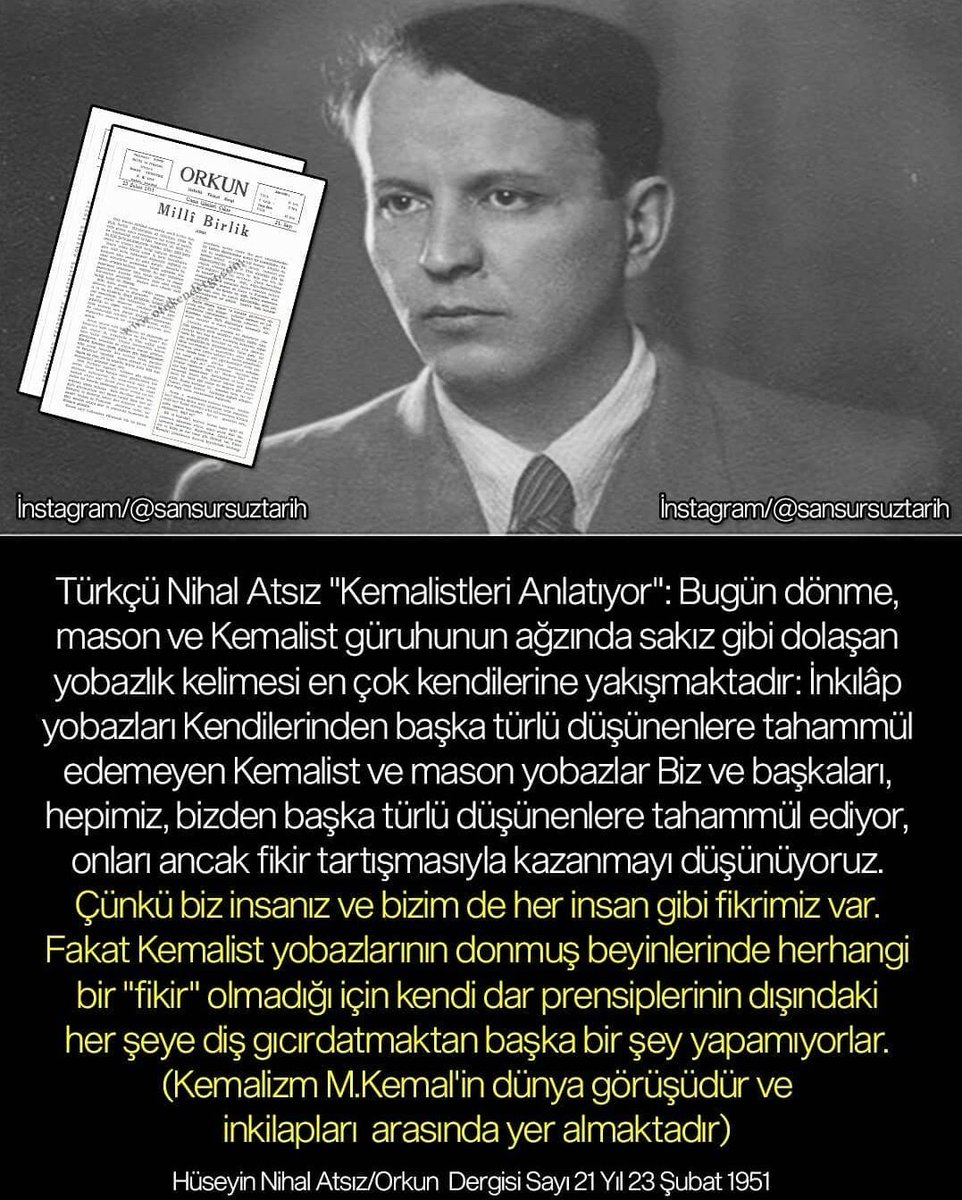 ArsivTarihim's tweet photo. Türkçü Nihal Atsız'ın Kemalizm ve Atatürk hakkında görüşleri ve mücadelesi. https://t.co/9c6x9QXw0E