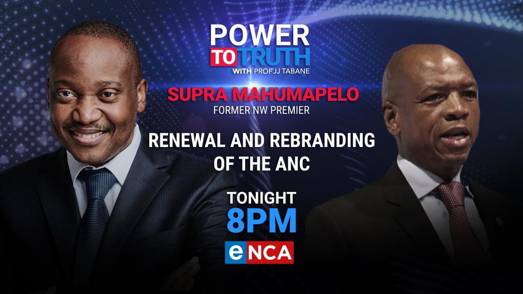 JJTabane's tweet photo. On tonightโs show of #powertotruth, we will be discussing the renewal and rebranding of the ANC with former NW premier Supra Mahumapelo, tune in to @powertotruth_ on #channel403 @enca https://t.co/W0ituI8JJj