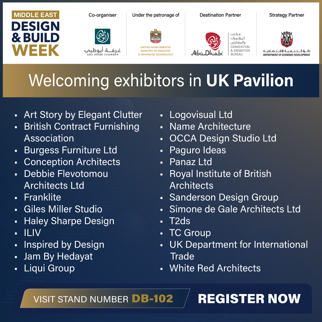 ExpoMedb's tweet photo. UK companies to mark their presence at the #construction #design exhibition in the @ExpoMedb 2022.Visit #UKPavilion at Stand no DB-102 for their advanced innovative developments @ADNECGroup
Register in advance https://t.co/SgXpmZU1bY
#MEDBW #Connect #UKtechnology #UAE #exhibition https://t.co/jzO83xNa9B